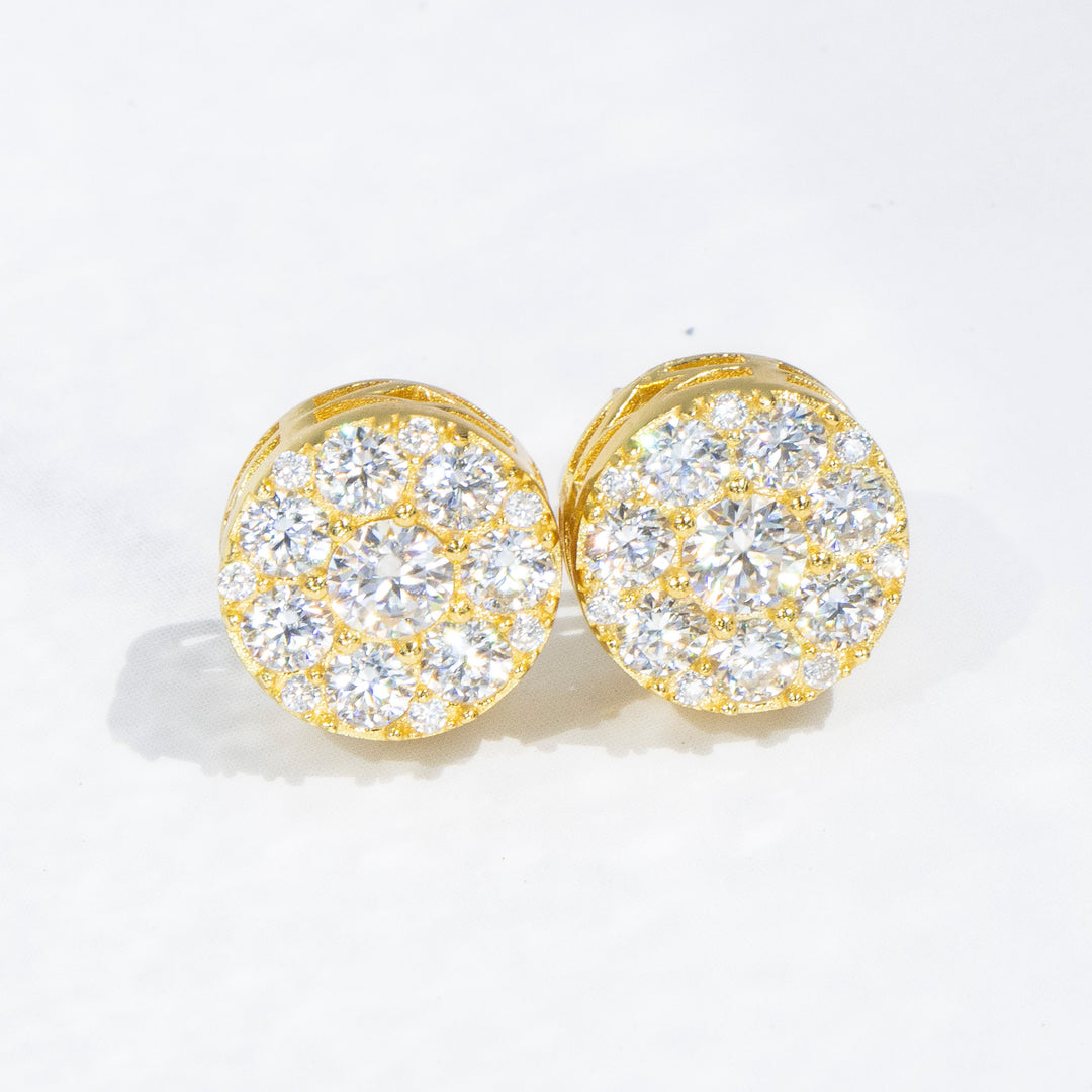 11mm Moissanite Pave S925 Round Stud Earrings