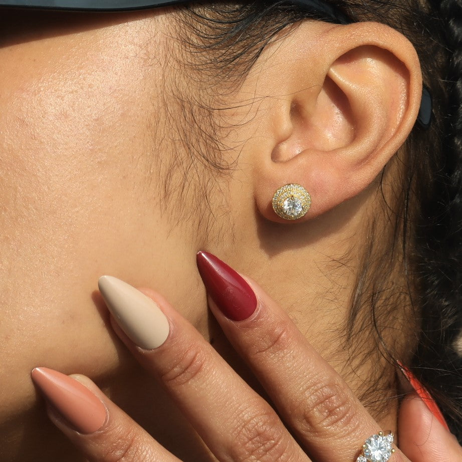 Women's Moissanite Halo Stud Earrings