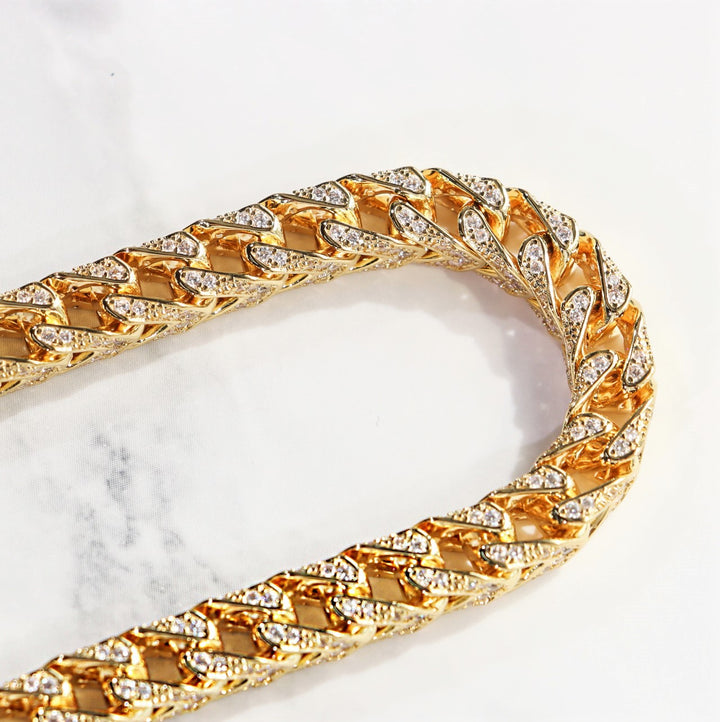 8mm Iced Franco Chain in 18K Gold