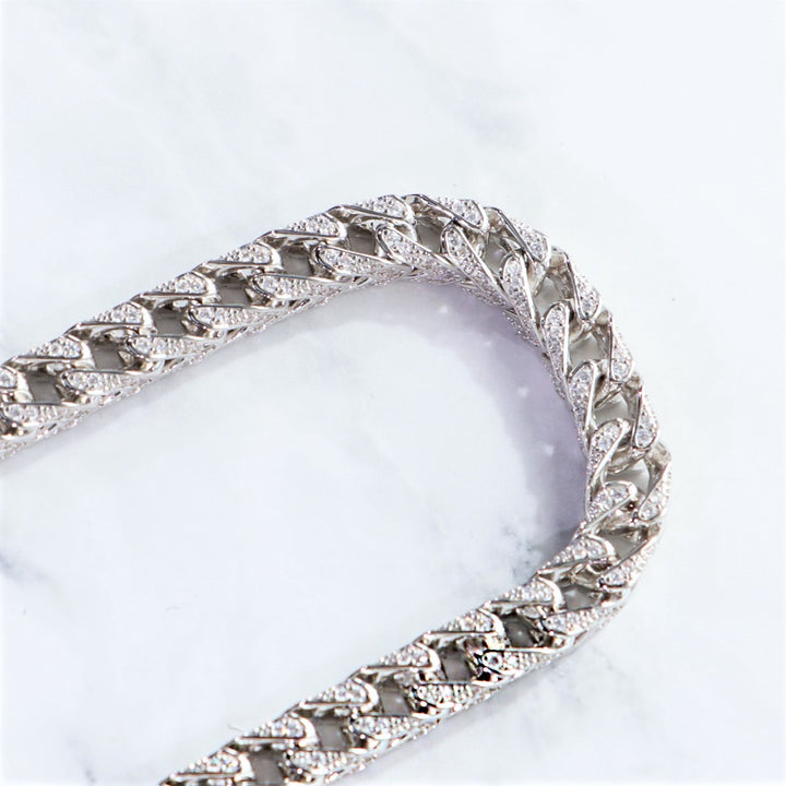 8mm Iced Franco Chain in White Gold