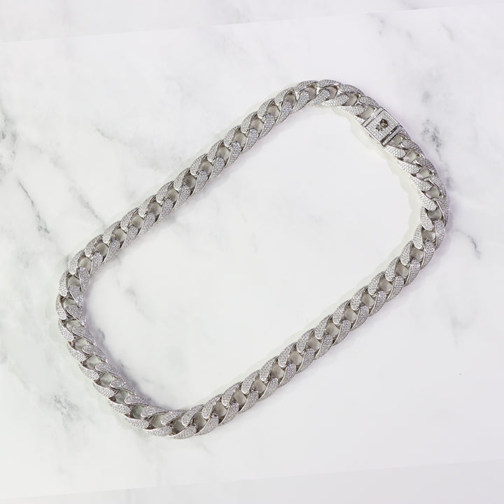 15mm Iced Cuban Link Chain in White Gold