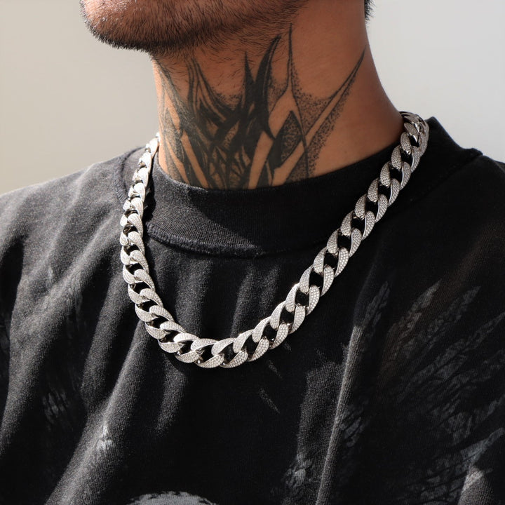 15mm Iced Cuban Link Chain in White Gold