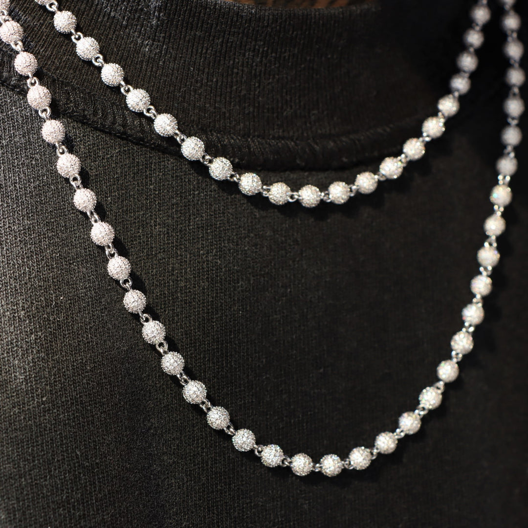5mm Ice Ball Necklace in White Gold