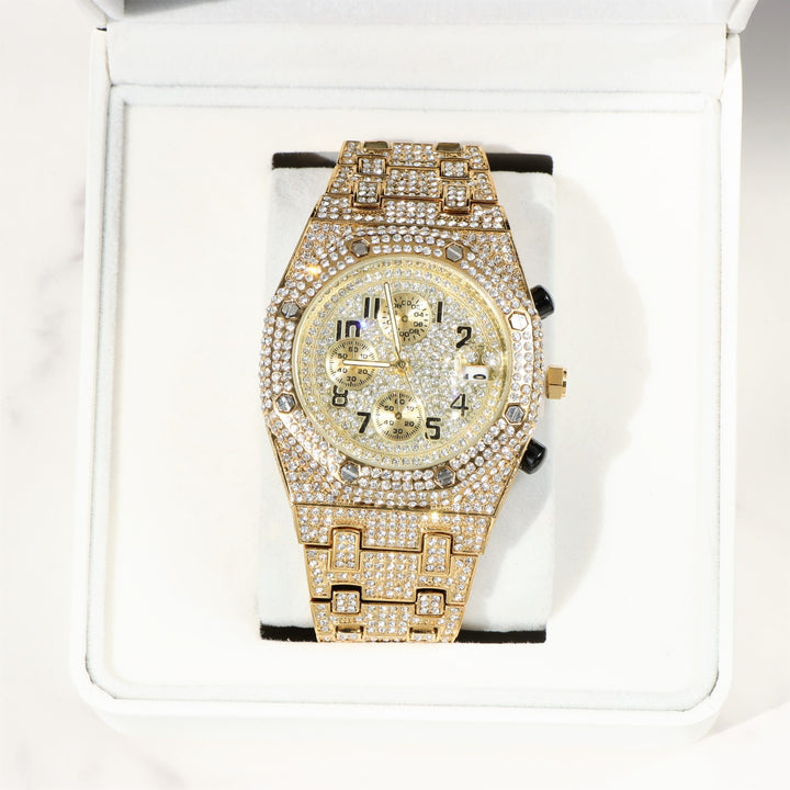 45mm Full Iced Watch in Gold