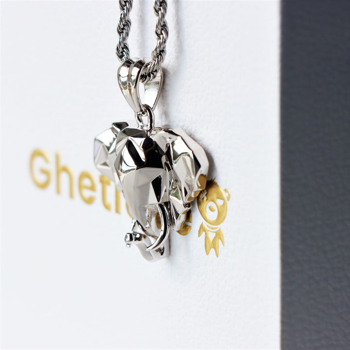 Geometric Elephant Pendant Necklace in Sterling Silver