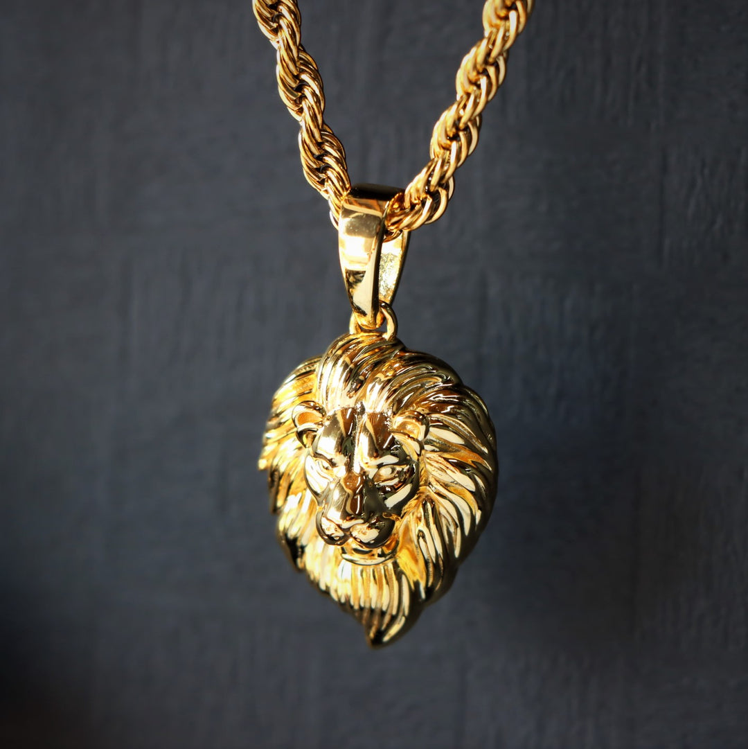 18K Gold Micro Roaring Lion Pendant in Sterling Silver
