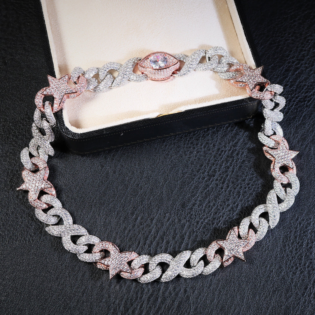 15mm Two-Tone Infinity Chain with Eye and Stars