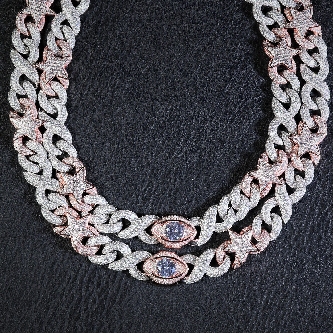 15mm Two-Tone Infinity Chain with Eye and Stars