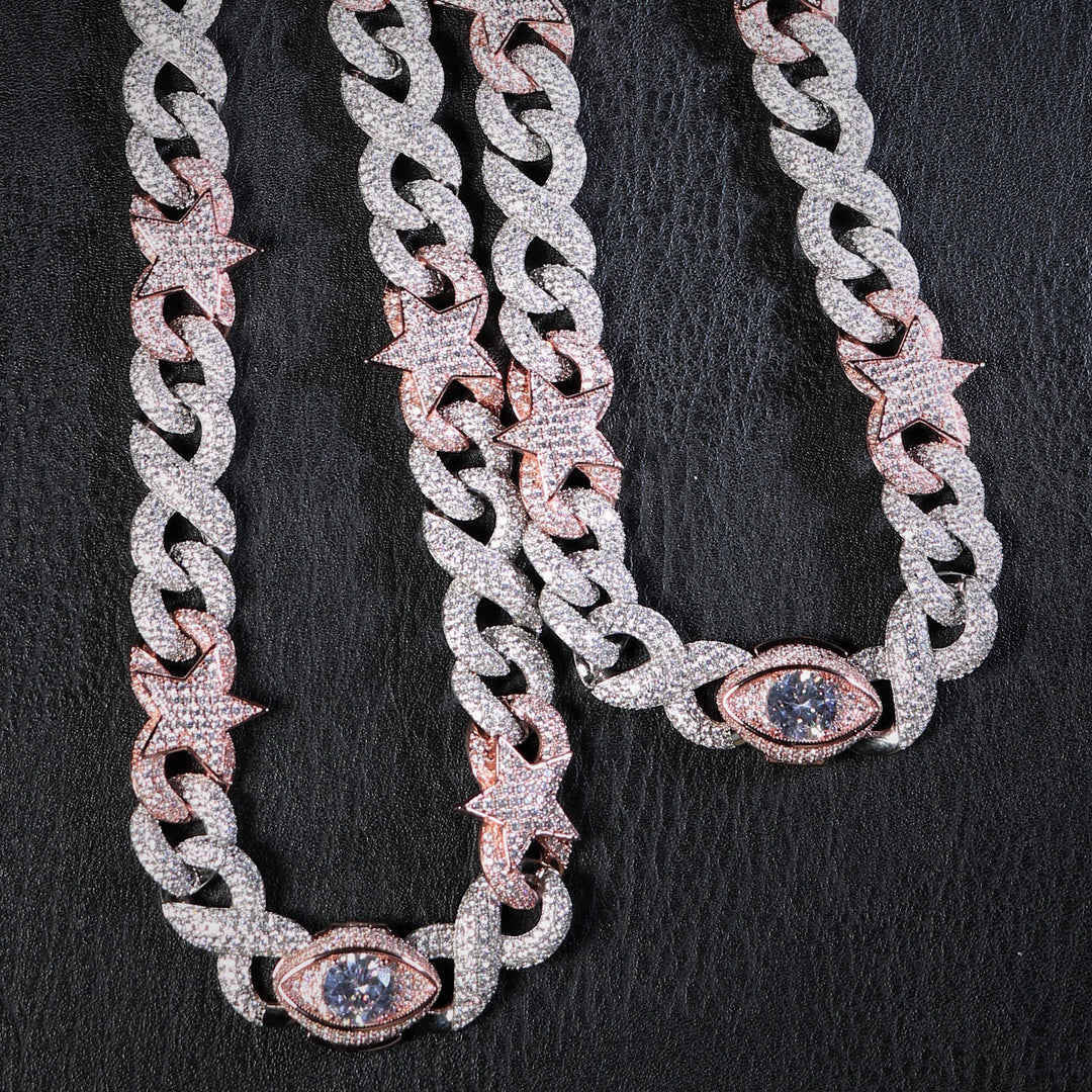 15mm Two-Tone Infinity Chain with Eye and Stars