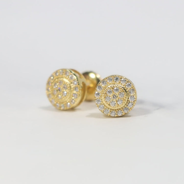 Round Pave Moissanite Stud Earrings