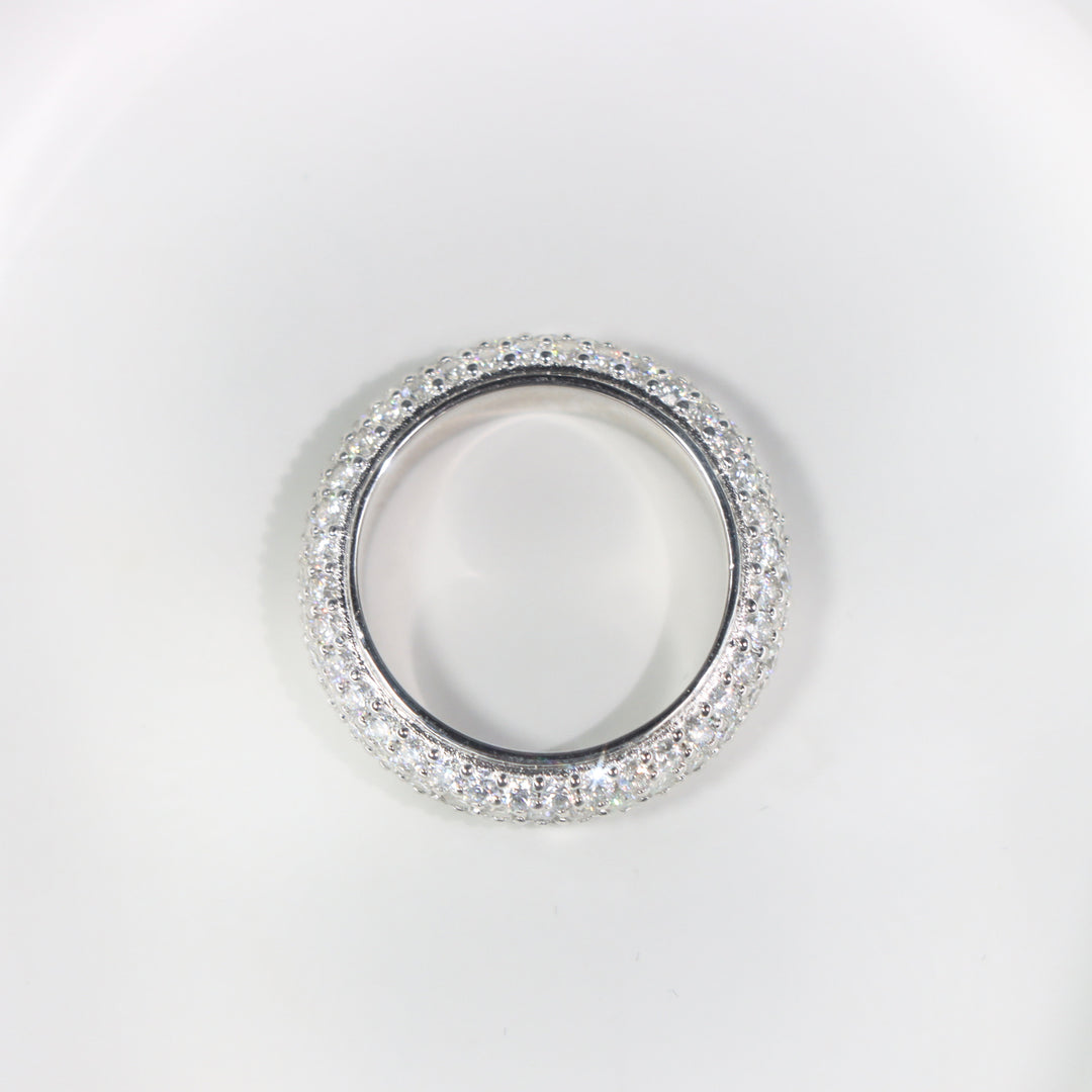 3-Row Pave Moissanite Ring in Sterling Silver