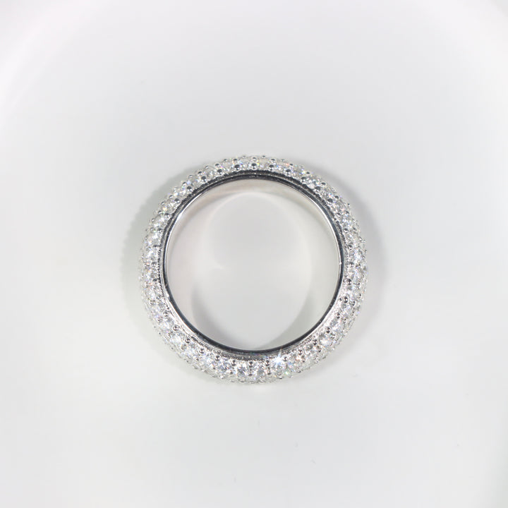 3-Row Pave Moissanite Ring in Sterling Silver