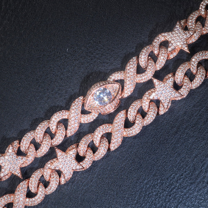 15mm Two-Tone Infinity Chain with Eye and Stars