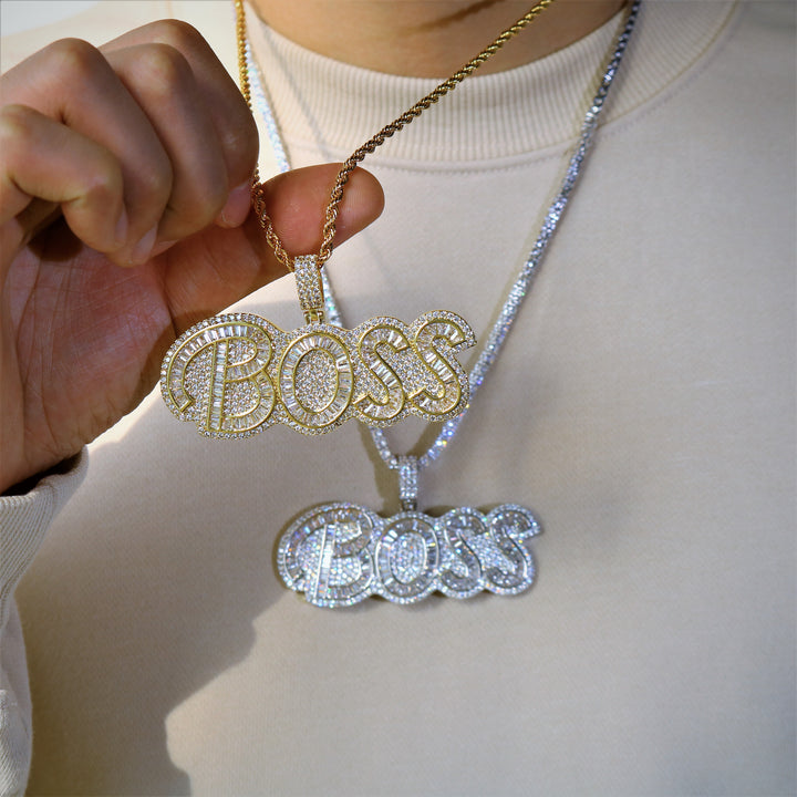 Iced Boss Anhänger mit Baguette-Diamant