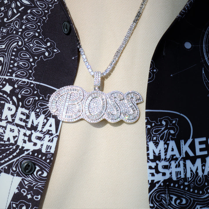 Iced Boss Pendant with Baguette Diamond