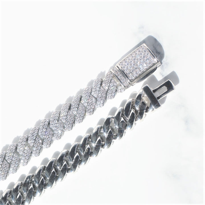 8mm Diamond Prong Cuban Chain in White Gold