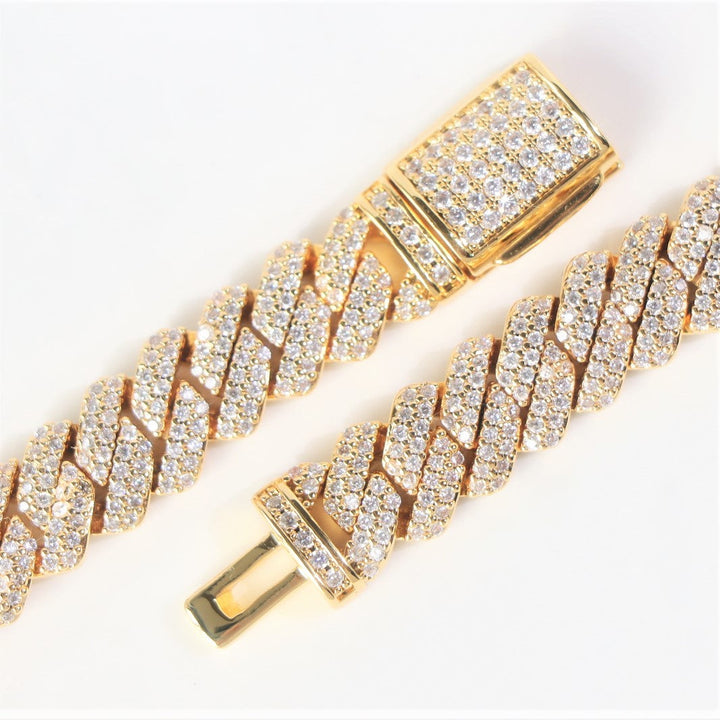 8mm Diamond Prong Cuban Bracelet in 18K Gold