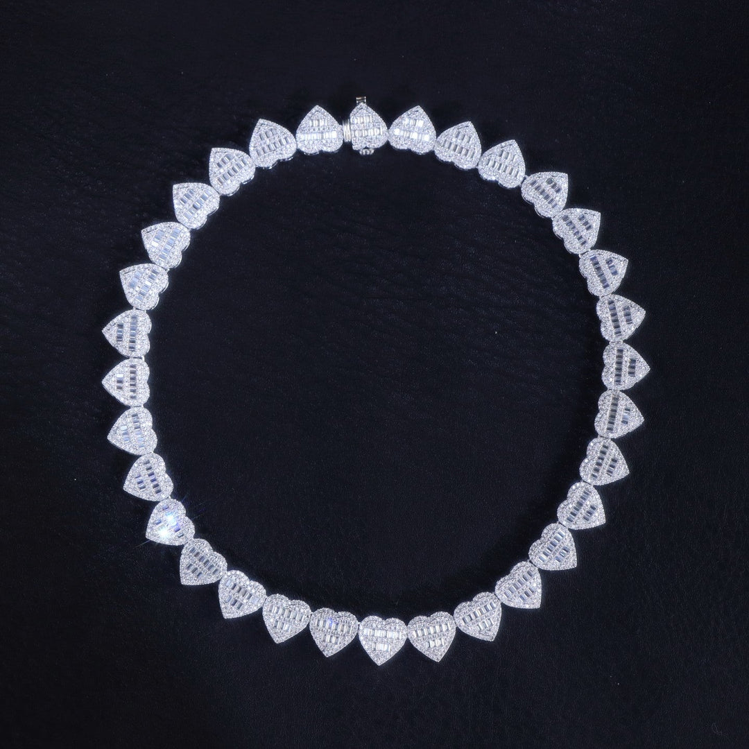Baguette Moissanite Heart Necklace