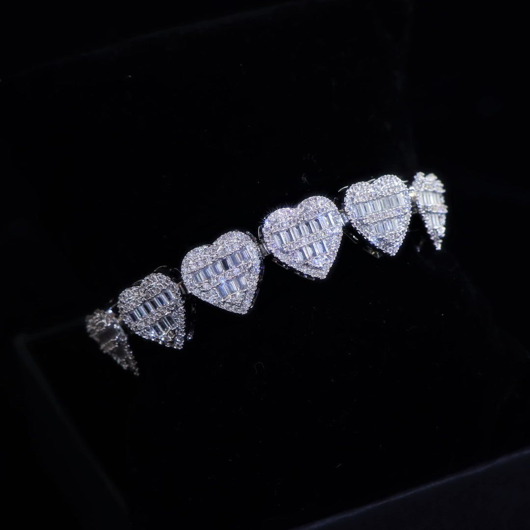 Baguette Moissanite Diamond Heart Bracelet