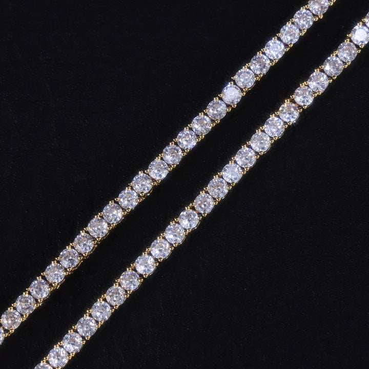 4mm Gold Plated Tennis Chain with Round Cut Diamond