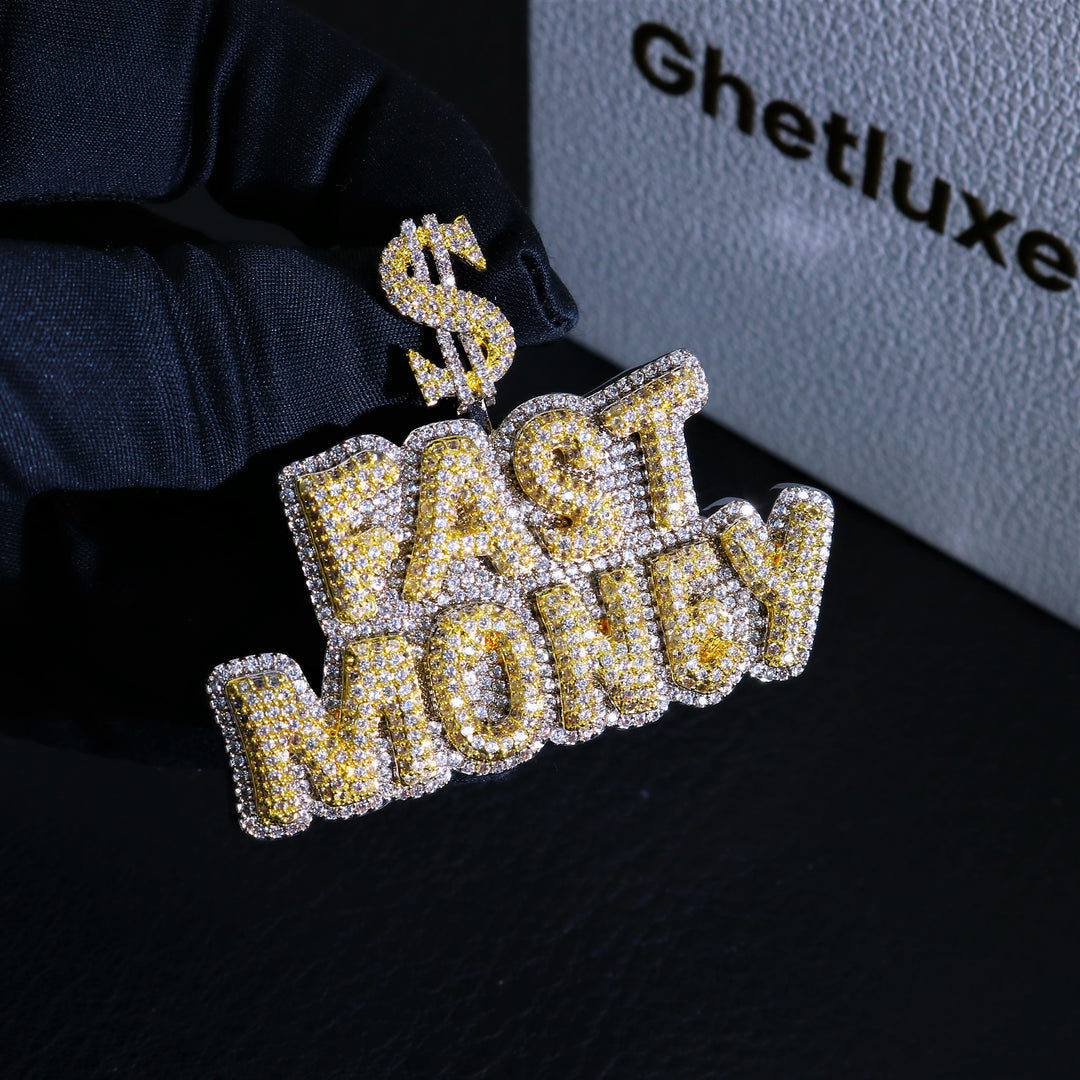 Iced Two Tone Fast Money Pendant