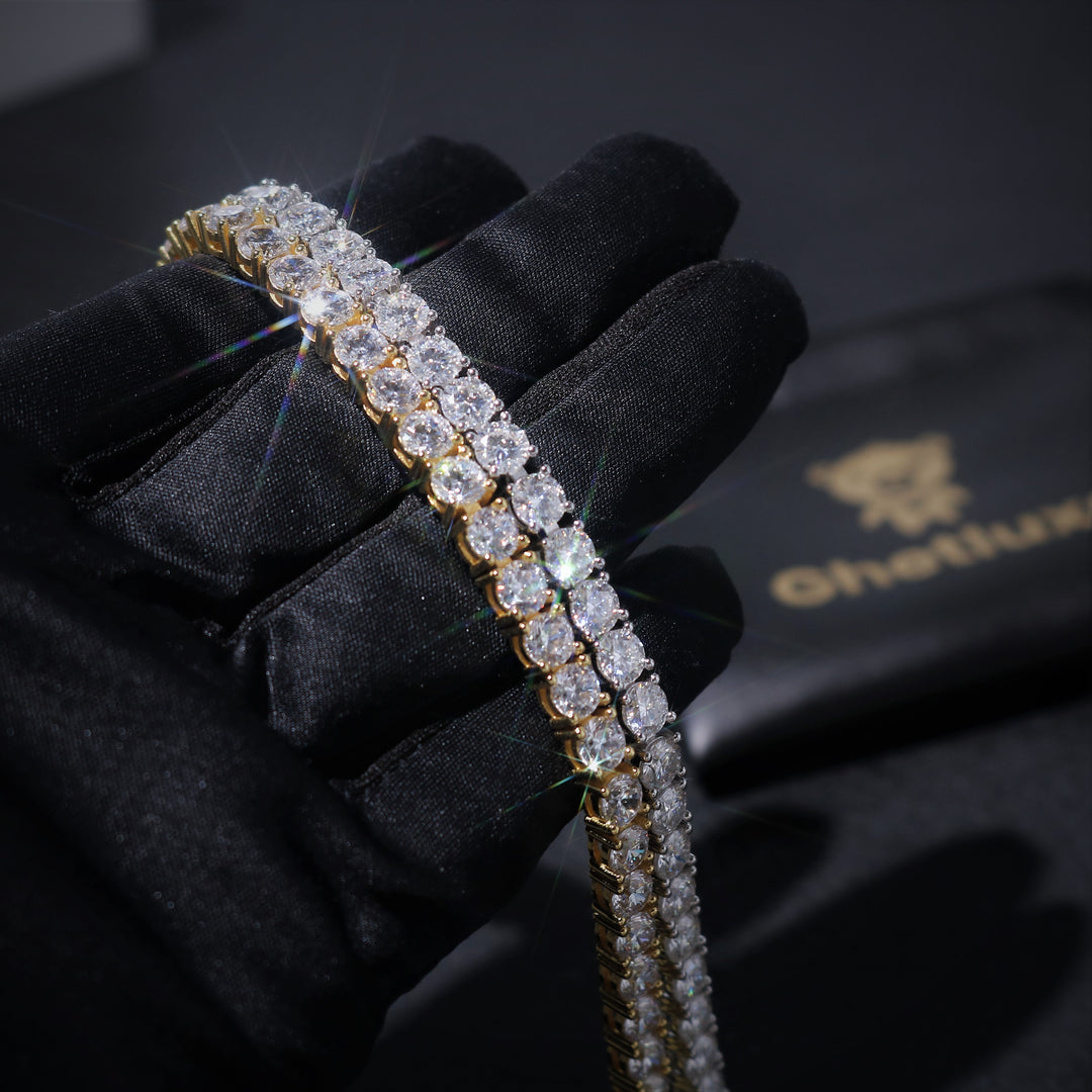 Damen-Tennisarmband mit 5 mm Rundschliff-Diamant, weiß vergoldet