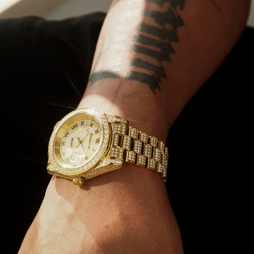 Iced Cancri Watch in 18K Gold