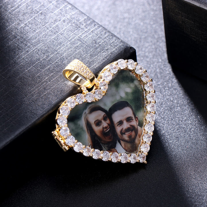 Custom Heart Shape Photo Pendant Locket Necklace