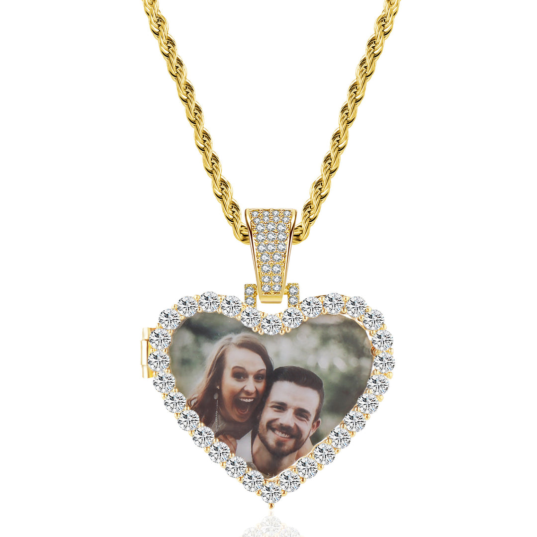 Custom Heart Shape Photo Pendant Locket Necklace