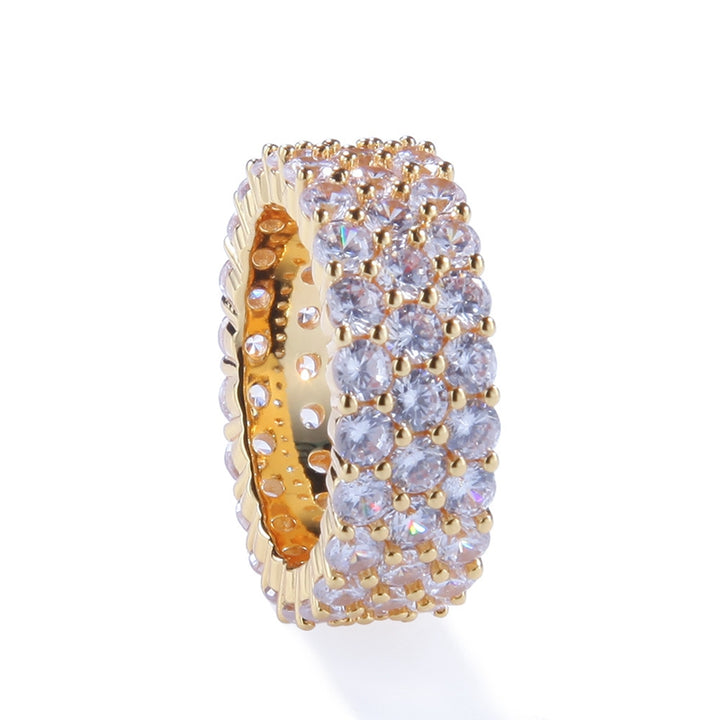3-Row Moissanite Diamond Ring in Vermeil
