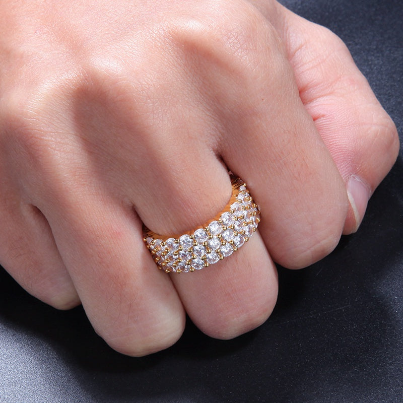 3-Row Moissanite Diamond Ring in Vermeil