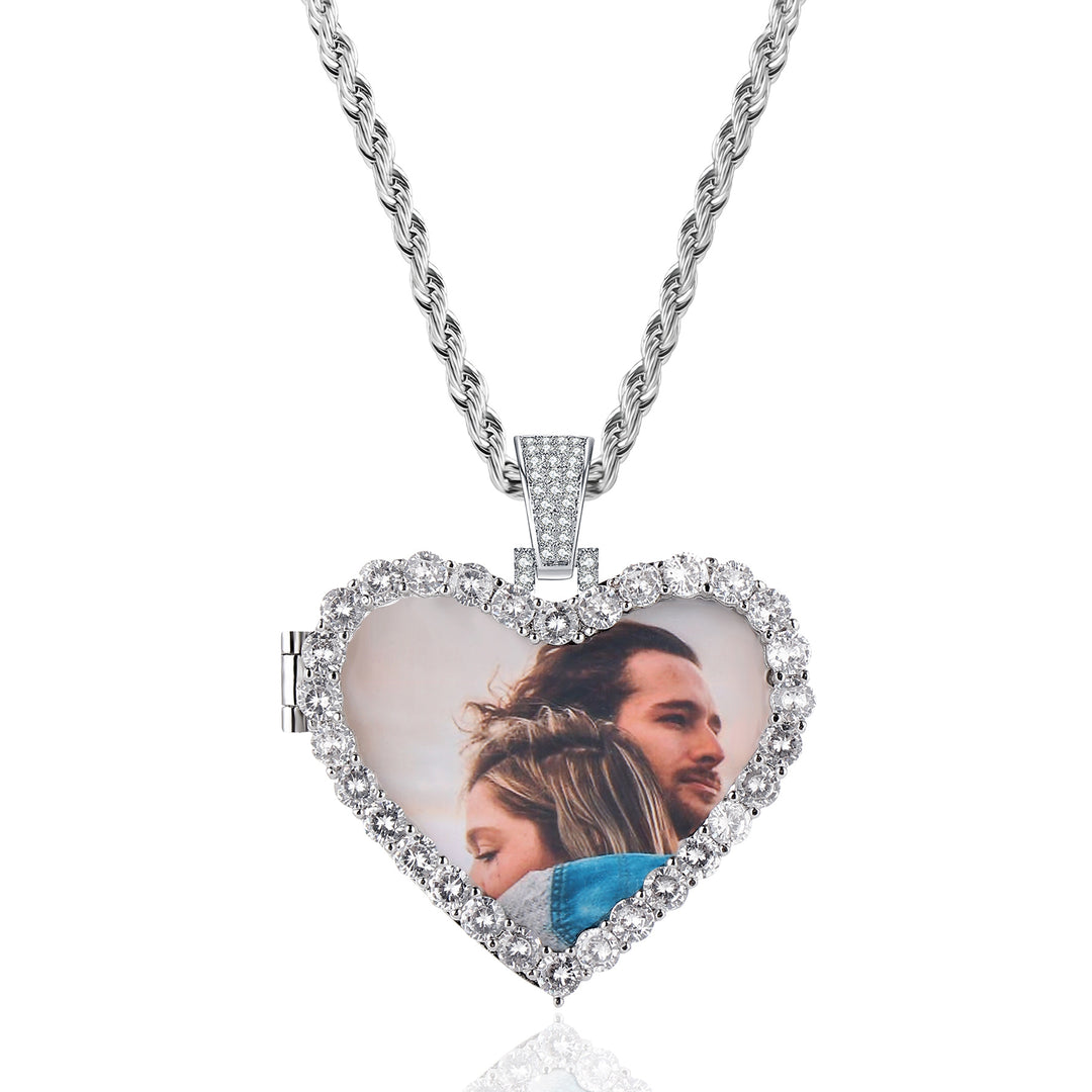 Custom Heart Shape Photo Pendant Locket Necklace