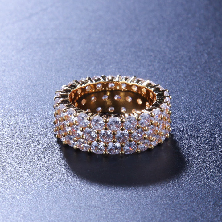 3-Row Moissanite Diamond Ring in Vermeil