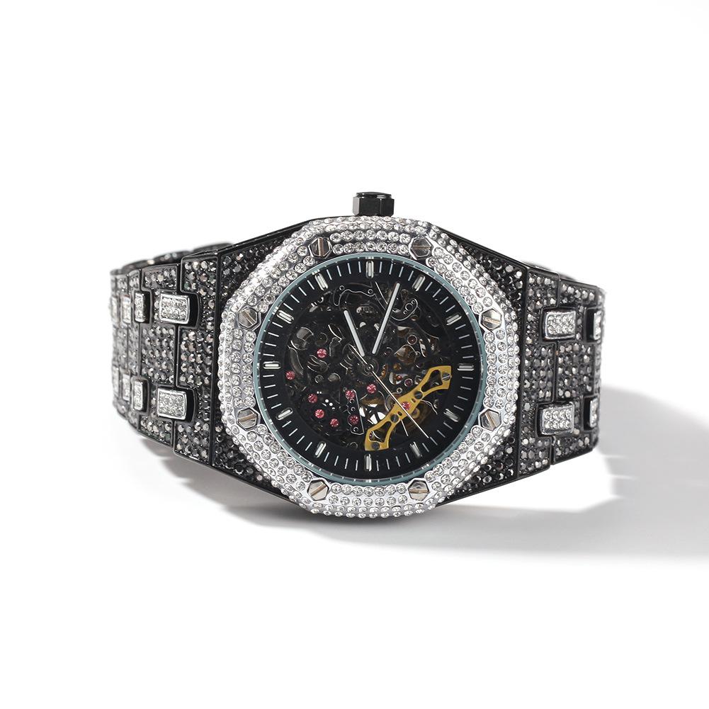 42mm Full Iced Mechanical Watch with Hollow Dial