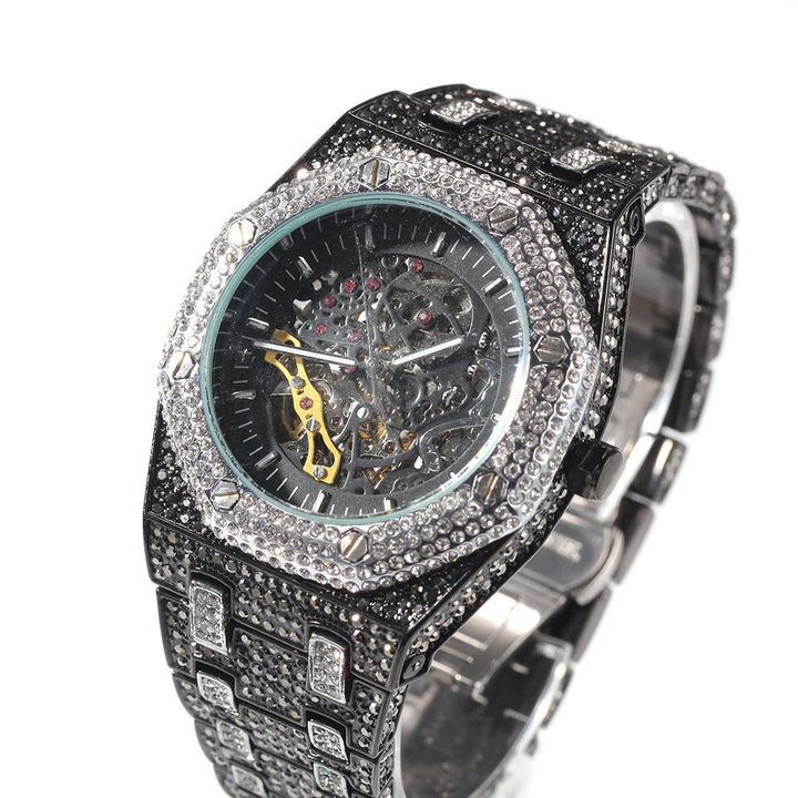 42mm Full Iced Mechanical Watch with Hollow Dial