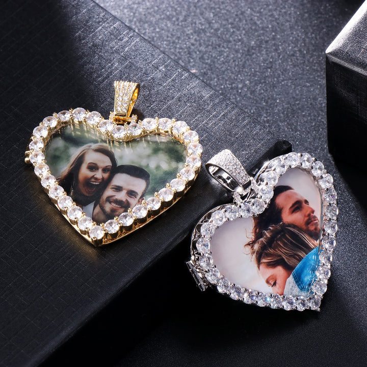 Custom Heart Shape Photo Pendant Locket Necklace