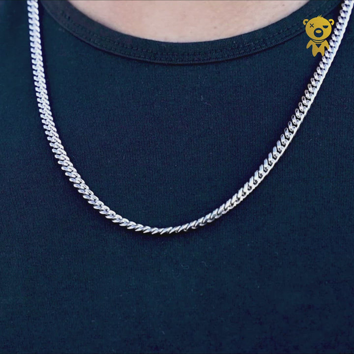 5mm Cuban Link Chain in White Gold