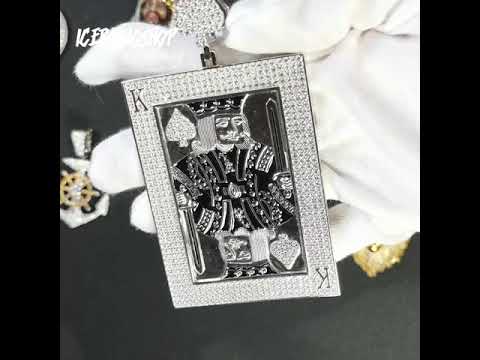 Iced King of Spades Pendant in White Gold