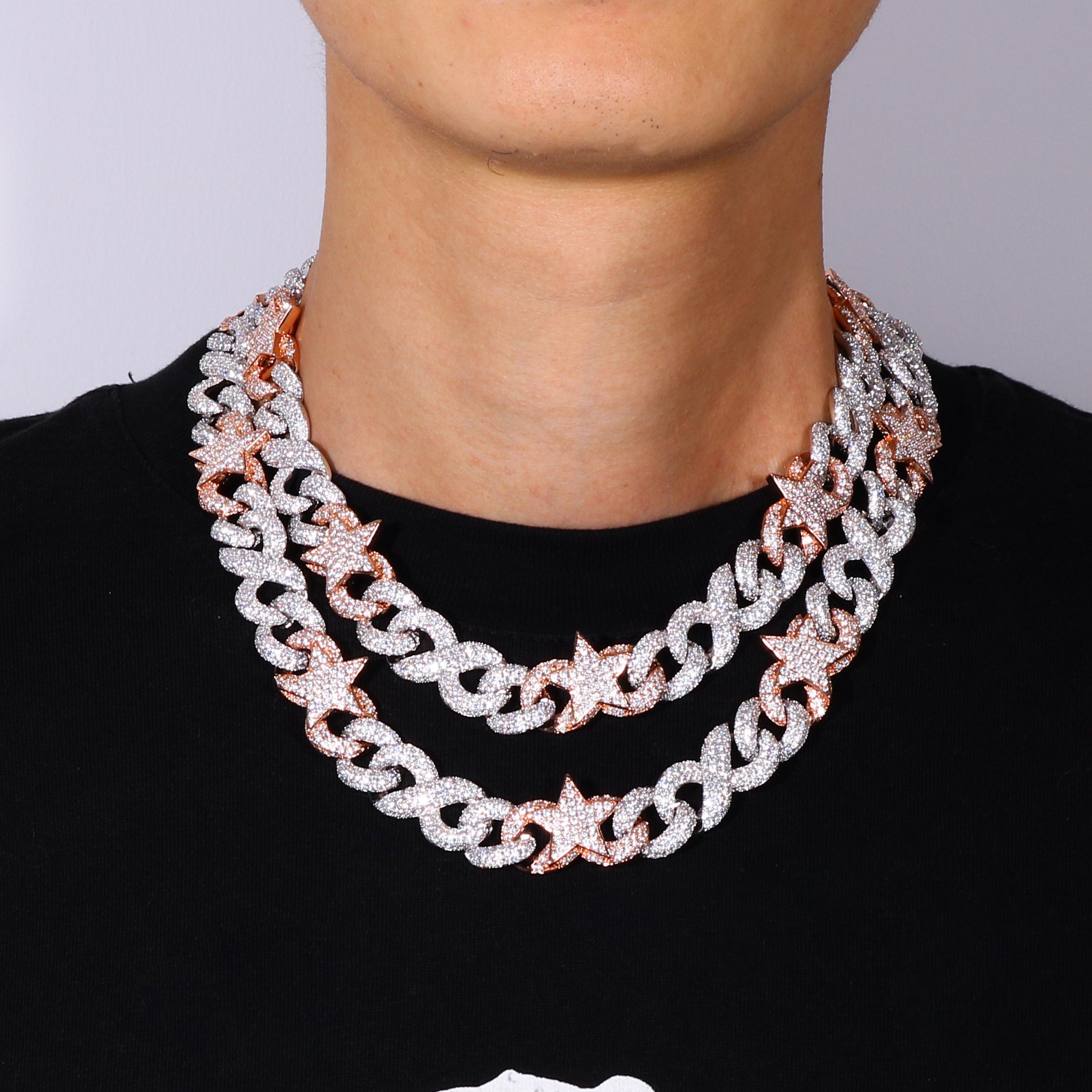 15mm Two-Tone Infinity Chain with Eye and Stars – GHETLUXE
