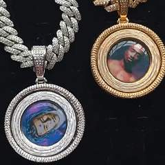 50mm Full Iced Spinnable Custom Photo Pendant