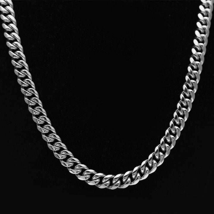 12mm Diamond Lock Cuban Link Chain in White Gold