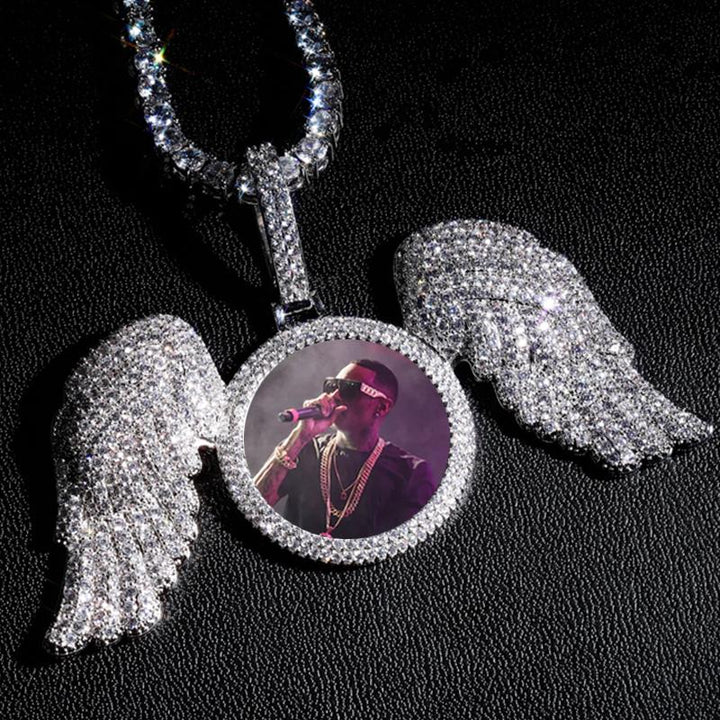Bling Bling Custom Photo Pendant with Angel Wings